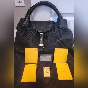 100% Authentic Fendi Nappa Leather Spy Bag in Black; Almost Brand-New Condition